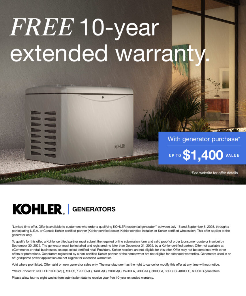 Kohler Generators free extended warranty